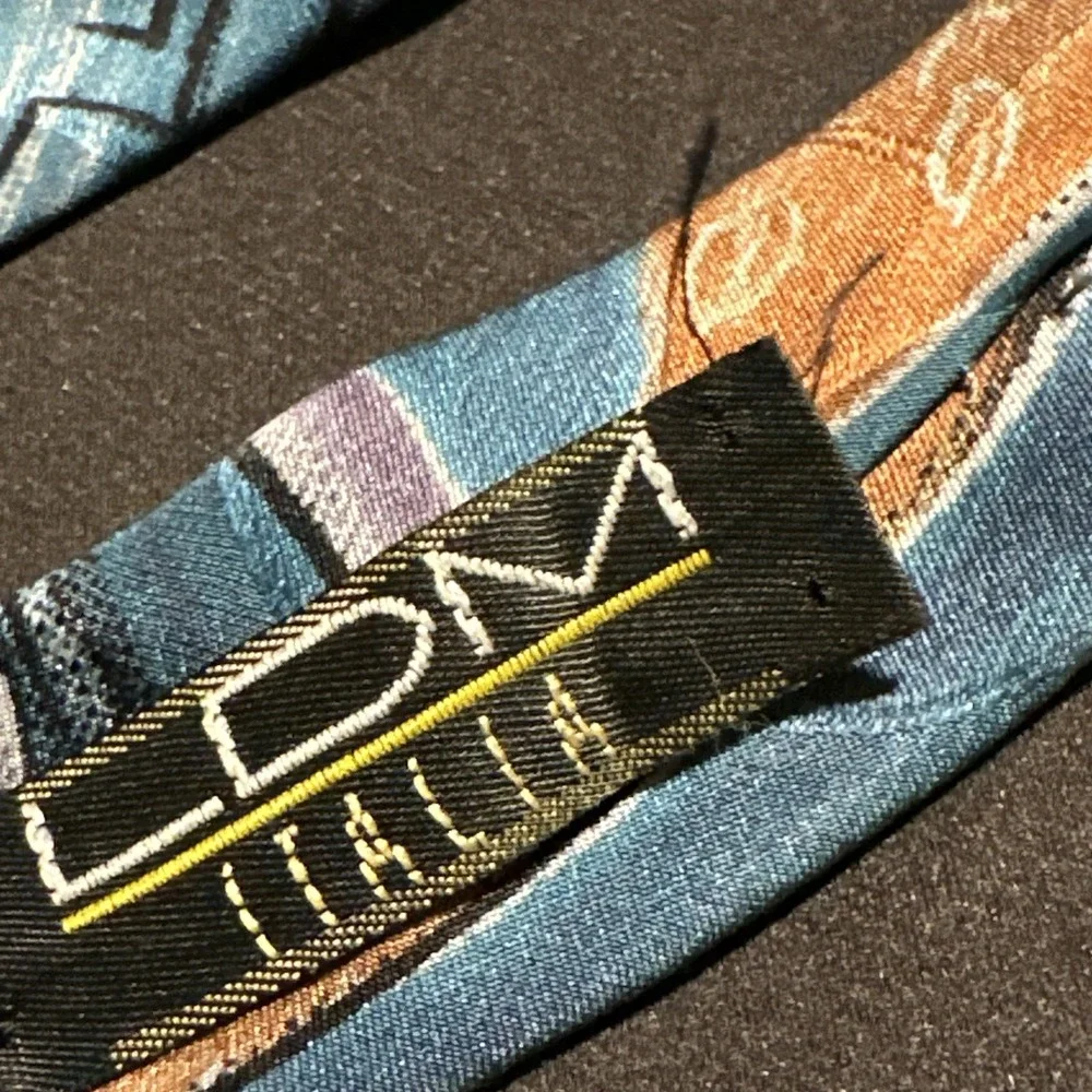 LDM MEN'S 100% SILK TIE‎ LONG NECKTIE ART DECO WILD HAND MADE ITALY 61